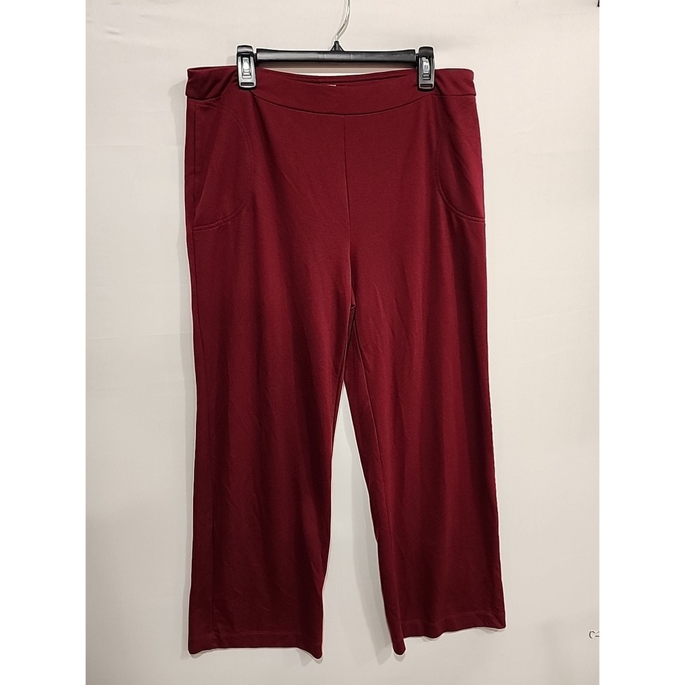 Calvin‎ Klein Leggings Womens L Maroon, 29.5 Inseam Pockets Wide Leg